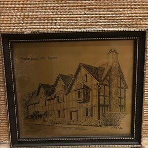 Shakespeare's Birthplace In Vintage Frame / Small Blemish On Upper Left Of Frame